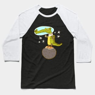 astronaut crocodile cartoon Baseball T-Shirt